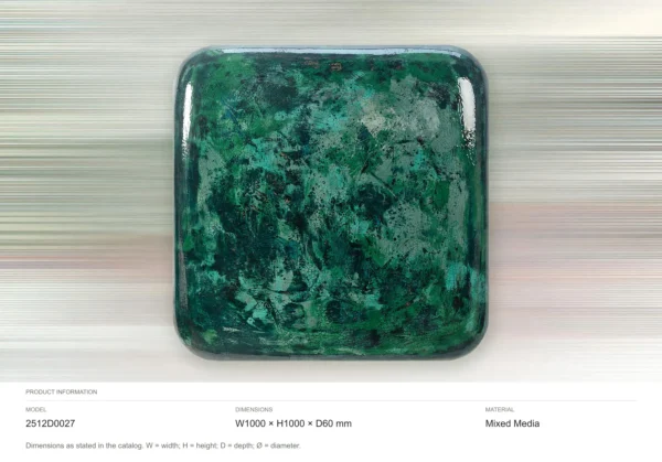 Emerald Marbled Glazed Slab, 100 x 100 cm in olive — dimensions