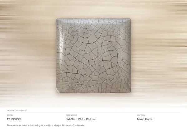 Small Grey Crackle Glazed Tile, 28 x 28 cm in slate — dimensions