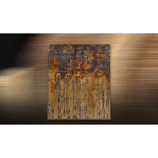 Rust Drip Mosaic Panel, 100 x 120 cm in rust — in a room setting