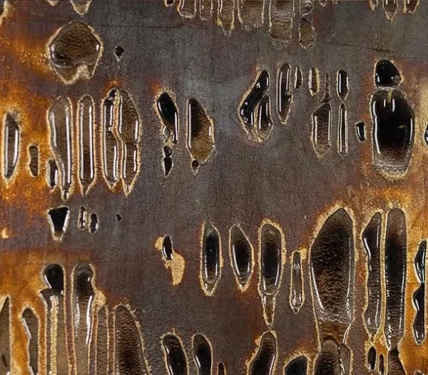 Rust Drip Mosaic Panel, 100 x 120 cm in rust — detail