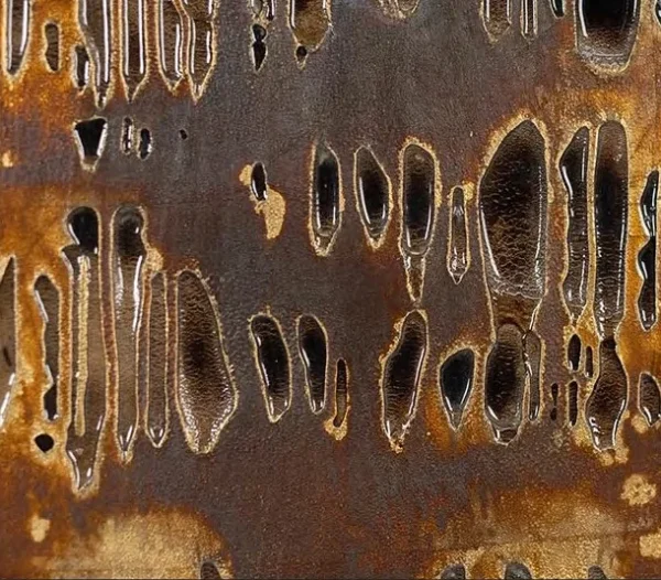 Rust Drip Mosaic Panel, 100 x 120 cm in rust — detail