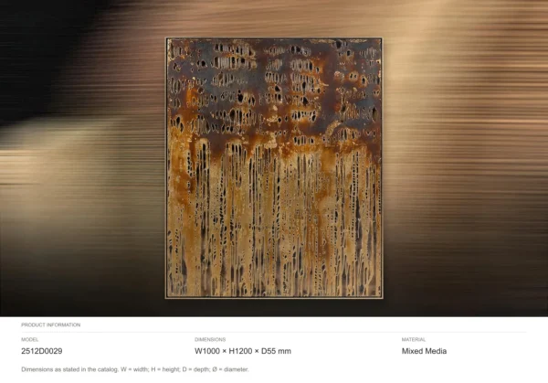 Rust Drip Mosaic Panel, 100 x 120 cm in rust — dimensions