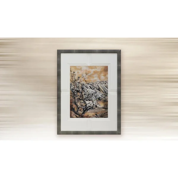 Amber Mountain Ridge in Marble Frame, 90 x 120 cm — in a room setting