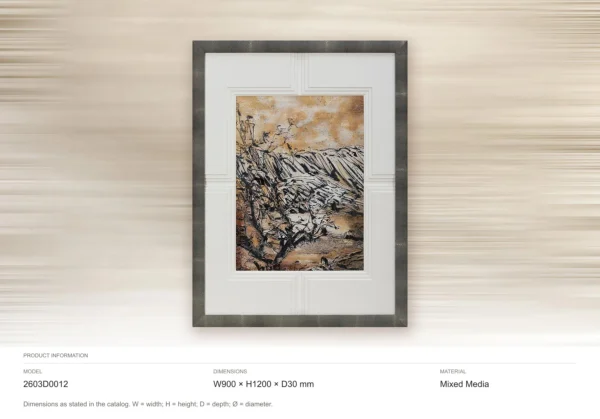 Amber Mountain Ridge in Marble Frame, 90 x 120 cm — dimensions