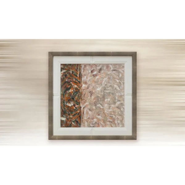 Feathered Speckle Painting in Marble Frame, 80 x 80 cm — in a room setting