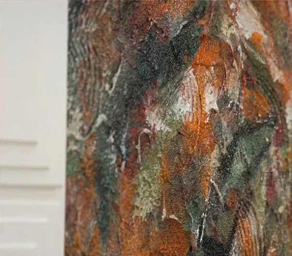 Feathered Speckle Painting in Marble Frame, 80 x 80 cm — detail