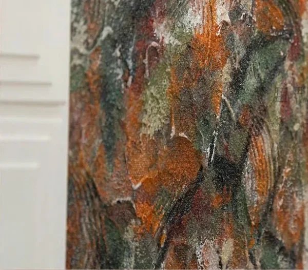 Feathered Speckle Painting in Marble Frame, 80 x 80 cm — detail