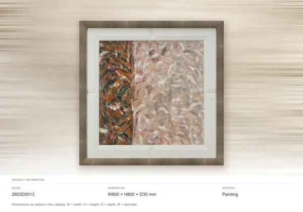 Feathered Speckle Painting in Marble Frame, 80 x 80 cm — dimensions
