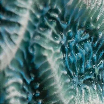 Teal Coral Maze Relief in Black Frame, 100 x 120 cm — detail