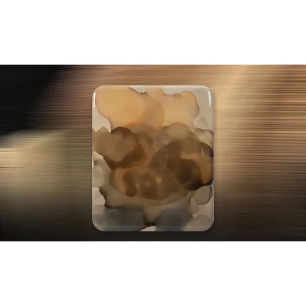 Amber Ink Cloud Glazed Slab, 100 x 120 cm in rust — in a room setting