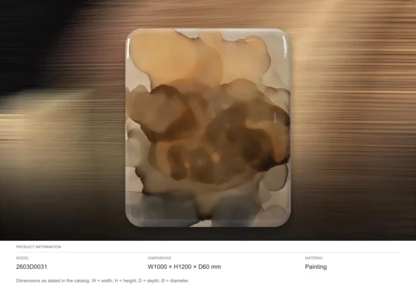 Amber Ink Cloud Glazed Slab, 100 x 120 cm in rust — dimensions
