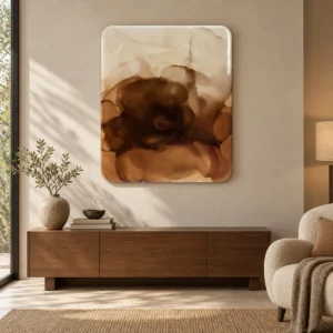 Brown Ink Bloom Glazed Slab, 120 x 140 cm in clay — front view