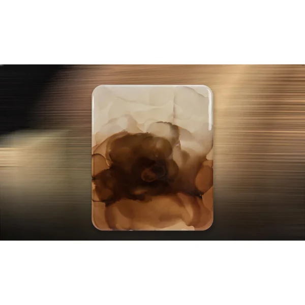 Brown Ink Bloom Glazed Slab, 120 x 140 cm in clay — in a room setting