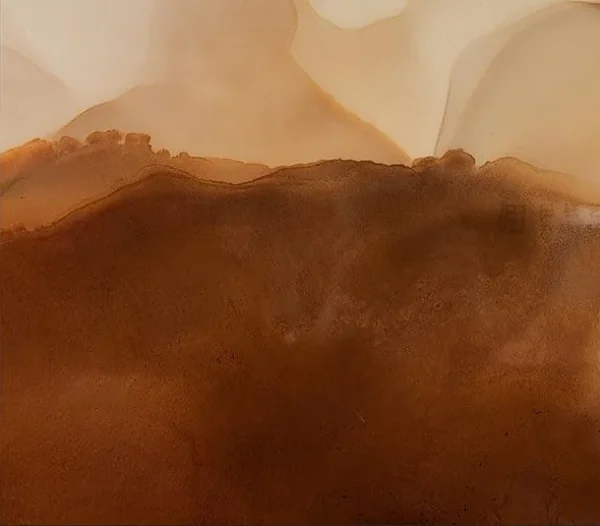 Brown Ink Bloom Glazed Slab, 120 x 140 cm in clay — detail