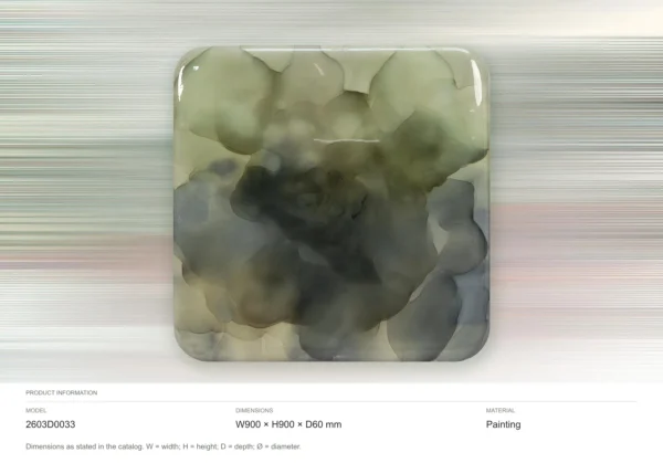 Sage and Slate Ink Bloom Glazed Slab, 90 x 90 cm in olive — dimensions