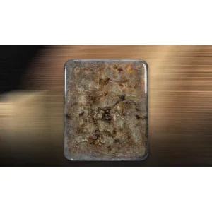 Rust Patina Glazed Slab, 100 x 120 cm in rust — in a room setting