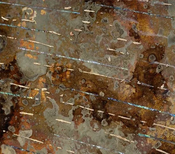 Rust Patina Glazed Slab, 100 x 120 cm in rust — detail