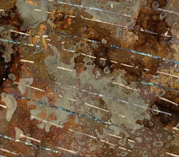 Rust Patina Glazed Slab, 100 x 120 cm in rust — detail