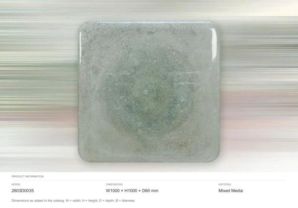 Pale Blue Speckle Glazed Slab, 100 x 100 cm in blue — dimensions