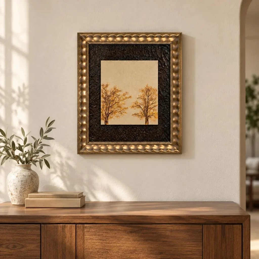 Small Autumn Tree Print in Ornate Gold Frame, 38 x 45 cm — front view