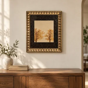 Small Autumn Tree Print in Ornate Gold Frame, 38 x 45 cm — front view