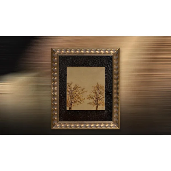 Small Autumn Tree Print in Ornate Gold Frame, 38 x 45 cm — in a room setting