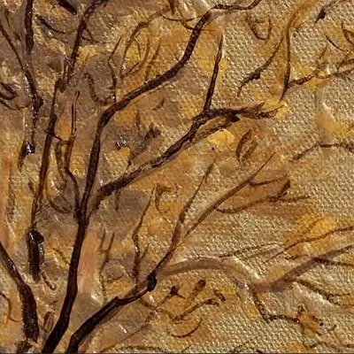 Small Autumn Tree Print in Ornate Gold Frame, 38 x 45 cm — detail
