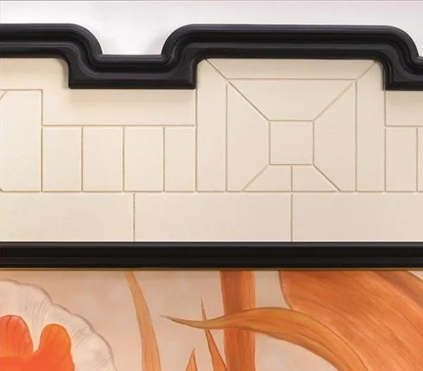 Orange Bloom in Stepped Tile Frame, 120 x 160 cm — detail
