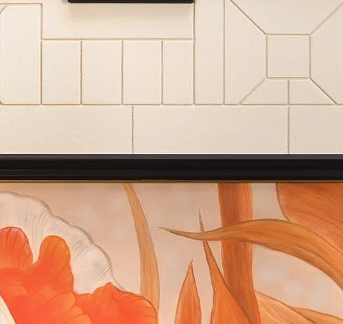 Orange Bloom in Stepped Tile Frame, 120 x 160 cm — detail