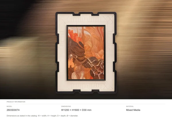 Orange Bloom in Stepped Tile Frame, 120 x 160 cm — dimensions