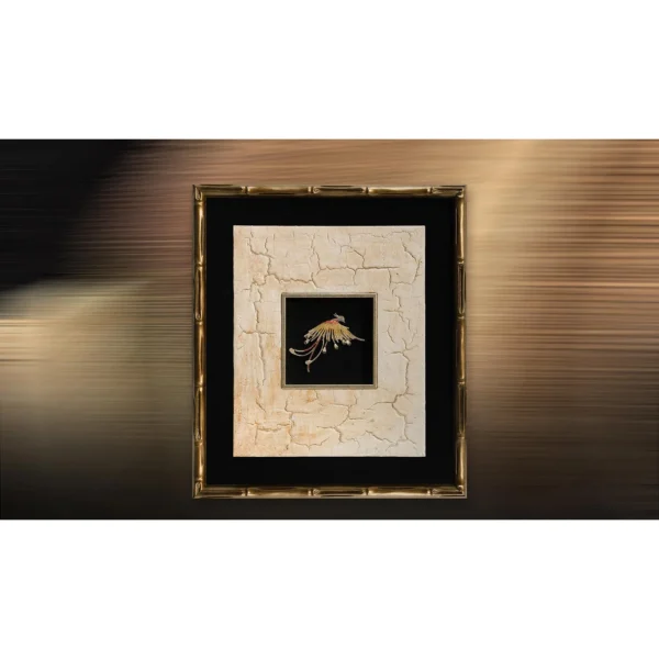 Small Crackle Tile in Black Mount and Gold Frame, 35 x 40 cm — in a room setting