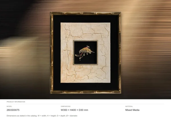 Small Crackle Tile in Black Mount and Gold Frame, 35 x 40 cm — dimensions