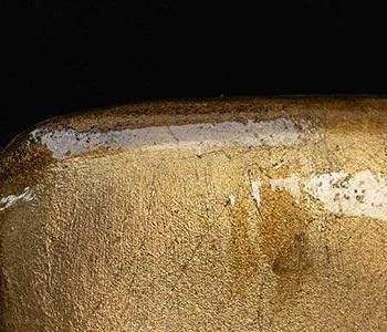 Small Amber Stone in Black Mount and Bamboo Frame, 35 x 40 — detail