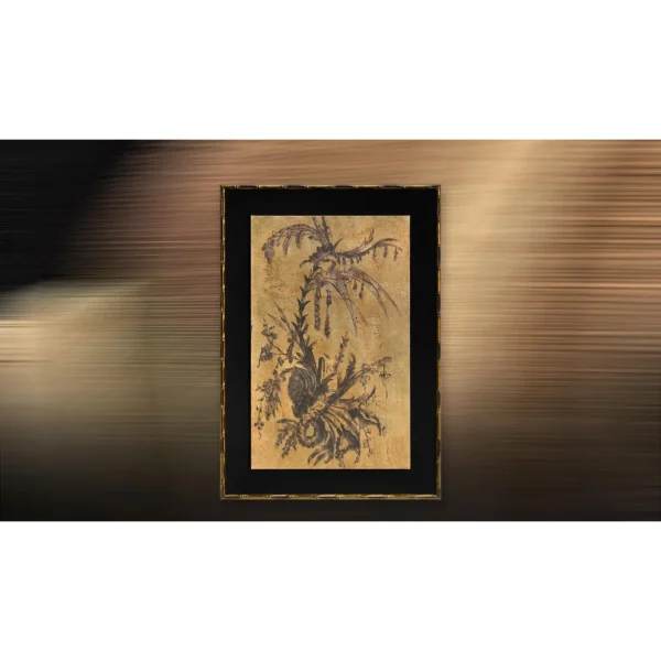 Lobster Ink Sketch on Gold in Black and Gold Frame, 70 x — in a room setting