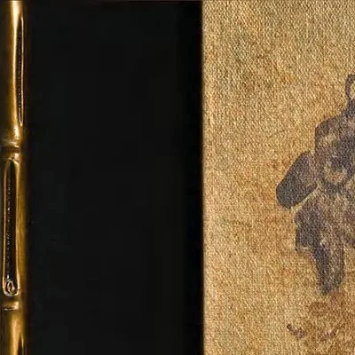 Lobster Ink Sketch on Gold in Black and Gold Frame, 70 x — detail