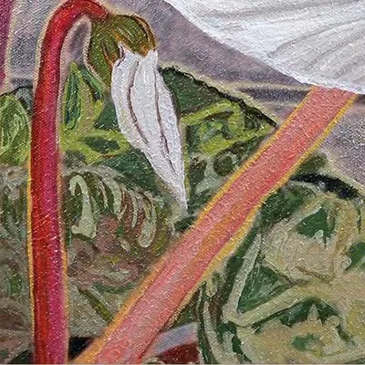 White Lily Still Life Painting in Gold Frame, 80 x 95 cm — detail