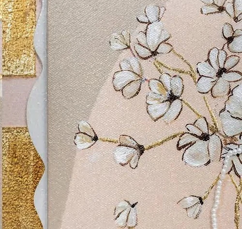Small Vase Sketch in Chequered Gold Frame, 45 x 45 cm — detail