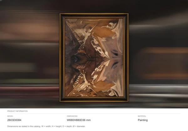 Brown Abstract Figure Painting in Gold Frame, 68 x 88 cm — dimensions