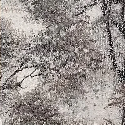 Monochrome Forest Painting in Ornate Gold Frame, 95 x 120 cm — detail
