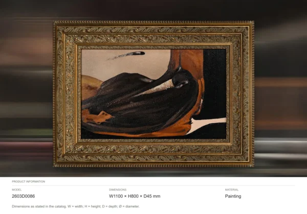 Black Bird Painting in Ornate Gold Frame, 110 x 80 cm — dimensions