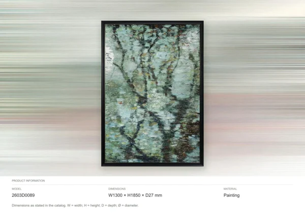 Tall Blossom Tree Mosaic in Black Frame, 130 x 185 cm — dimensions