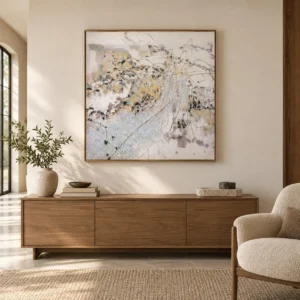 Spring Branch Collage in Slim Frame, 80 x 80 cm — front view