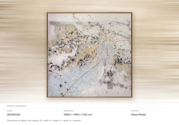 Spring Branch Collage in Slim Frame, 80 x 80 cm — dimensions