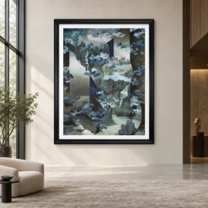 Monumental Blue Mountain Collage in blue — front view