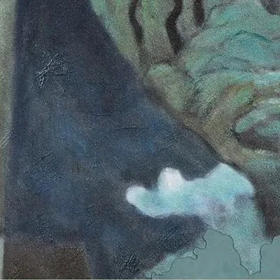 Monumental Blue Mountain Collage in blue — detail