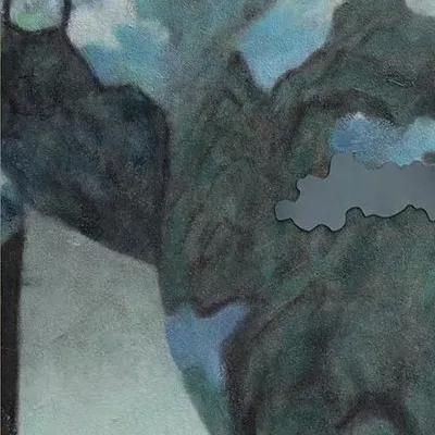 Monumental Blue Mountain Collage in blue — detail