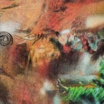 Multicolour Cosmic Painting in Black Frame, 135 x 170 cm — detail