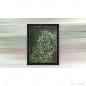 Green Garden Night Painting in Black Frame, 135 x 170 cm — in a room setting