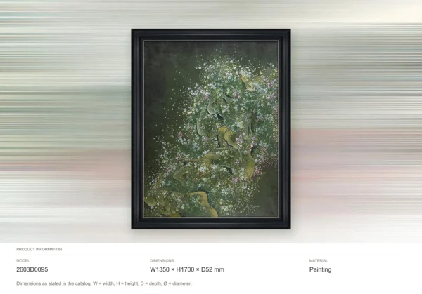 Green Garden Night Painting in Black Frame, 135 x 170 cm — dimensions