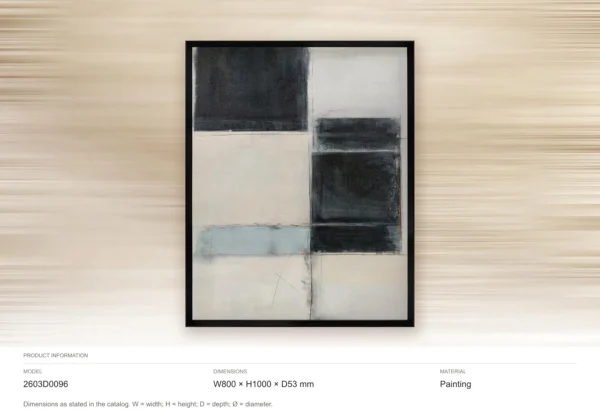 Black and Cream Colour Block Painting in black — dimensions